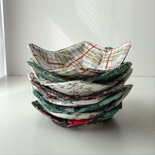 Stack of Dark Light Christmas Bowl Cozies